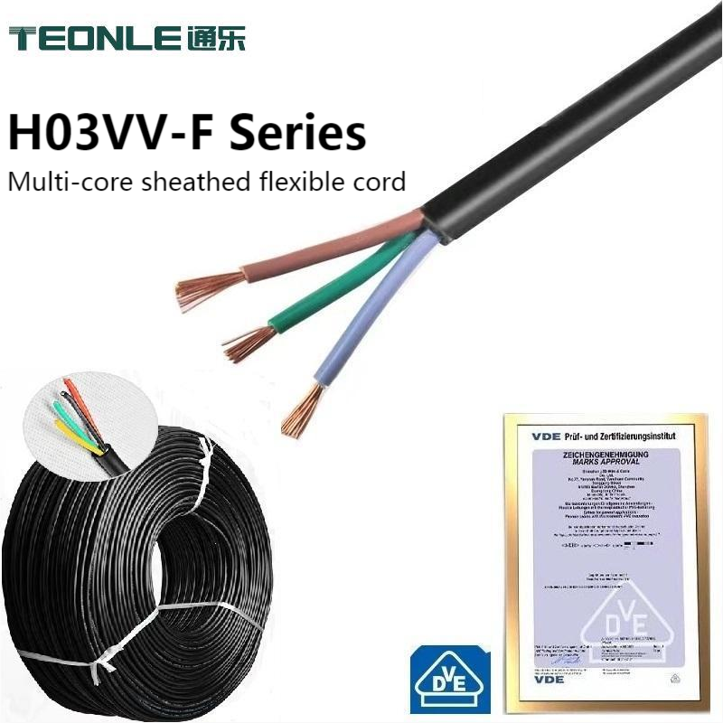 Soft 0.5mm2 to 2.5mm2 H03VV-F Power cable with VDE certification