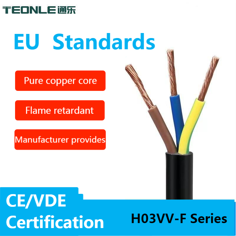 Soft 0.5mm2 to 2.5mm2 H03VV-F Power cable with VDE certification