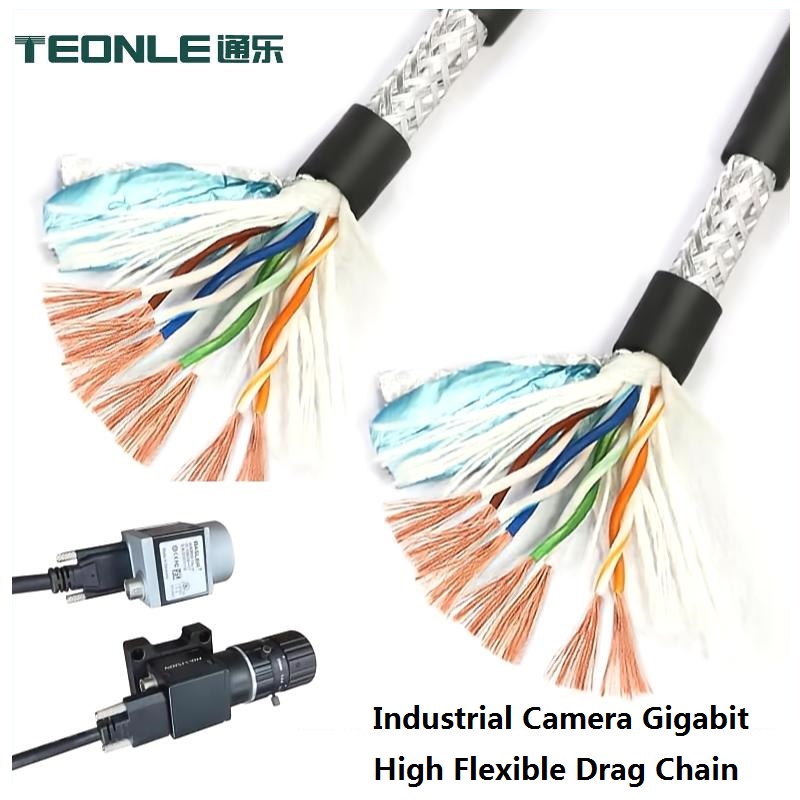 High flexible oil resistant double shield multi color optional industrial camera Gigabit Network cable